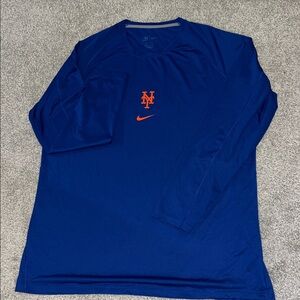 New York Mets baseball ⚾️ team Nike Dri Fit long sleeve T Tee shirt XXL MLB LOGO